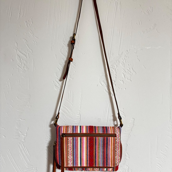 Women's T-Shirt & Jeans Serape Embroidered Crossbody - Picture 2 of 16